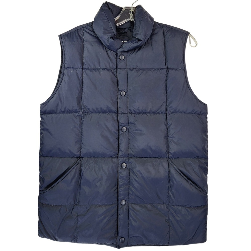 Lands End XL Navy Blue Puffer Vest Goosedown Quilted Winter Layering Gorpcore